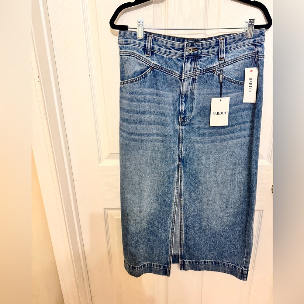 Bardot Light Blue Denim Midi Skirt